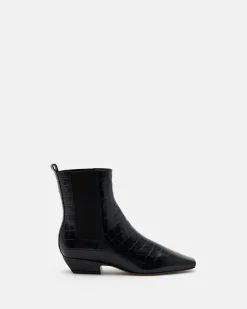 BOTTINES KEY/CROCO NOIR