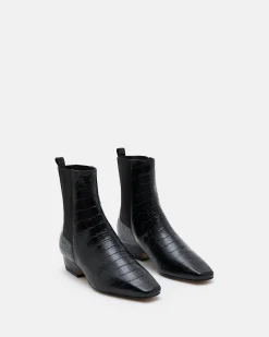 BOTTINES KEY/CROCO NOIR