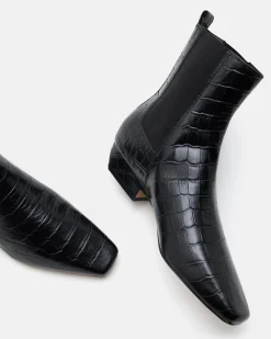 BOTTINES KEY/CROCO NOIR