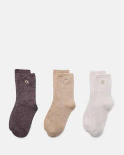 CHAUSSETTES DIMI ÉCRU-OR-MARRON