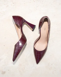 ESCARPINS JASMY/CROCO POURPRE