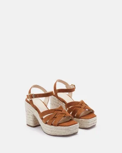 SANDALES JUTIA/VEL COGNAC
